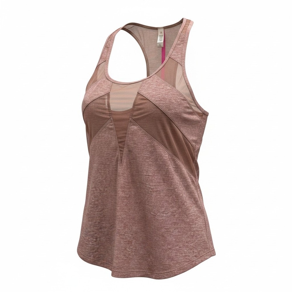 Lululemon Womens 4 Pink Racerback Mesh Panel Yoga Tank Top Athleisure Casual